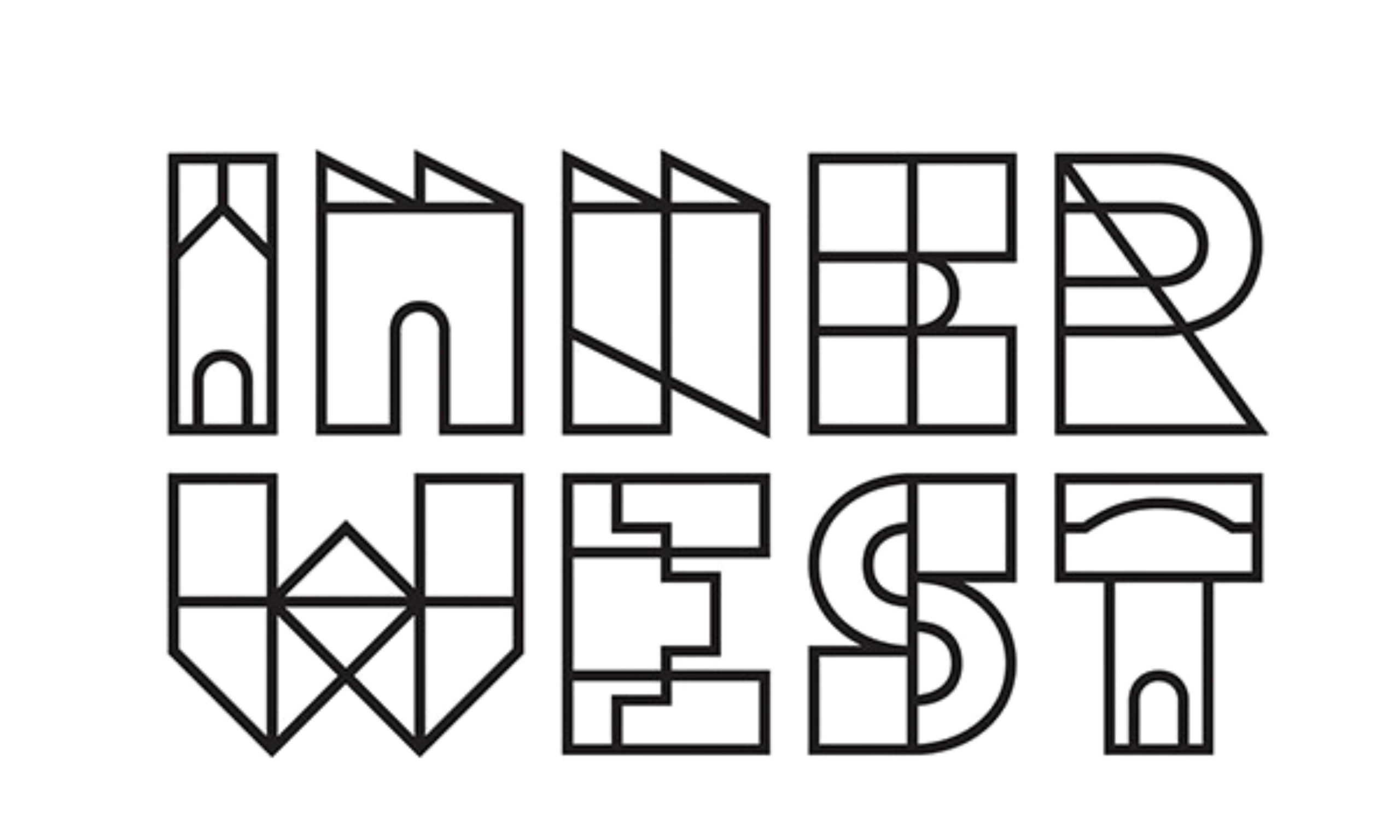 Stylized geometric wordmark in thin outlined letters on a black background; the letters form a brand name in a wireframe style, not fully legible.